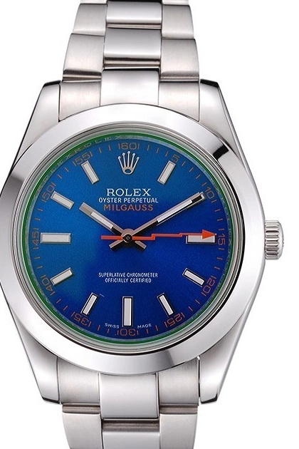 Aaa replica watch And Dial Bezel Milgauss Stainless 622838 Rolex Steel Blue Case 0803